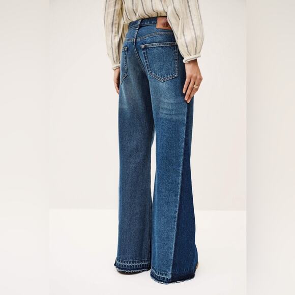 NWT BA&SH Vadou jeans / 2 tone wide flare leg jeans / size 2 - Picture 3 of 9